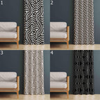 Black Curtain Panels, Retro Boho Curtains, Mcm Curtain, Abstract Retro Style Living Room Curtain, Mod Curtains