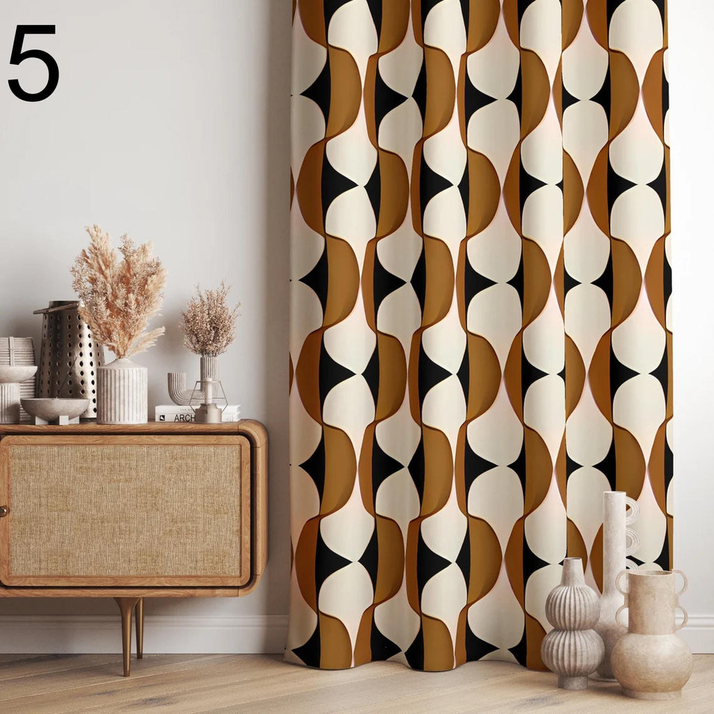 Mid Century Modern Curtain Panels, Retro Curtains, Hippie Retro Window Curtain, Abstract Retro Style Living Room Curtain, Boho Curtains