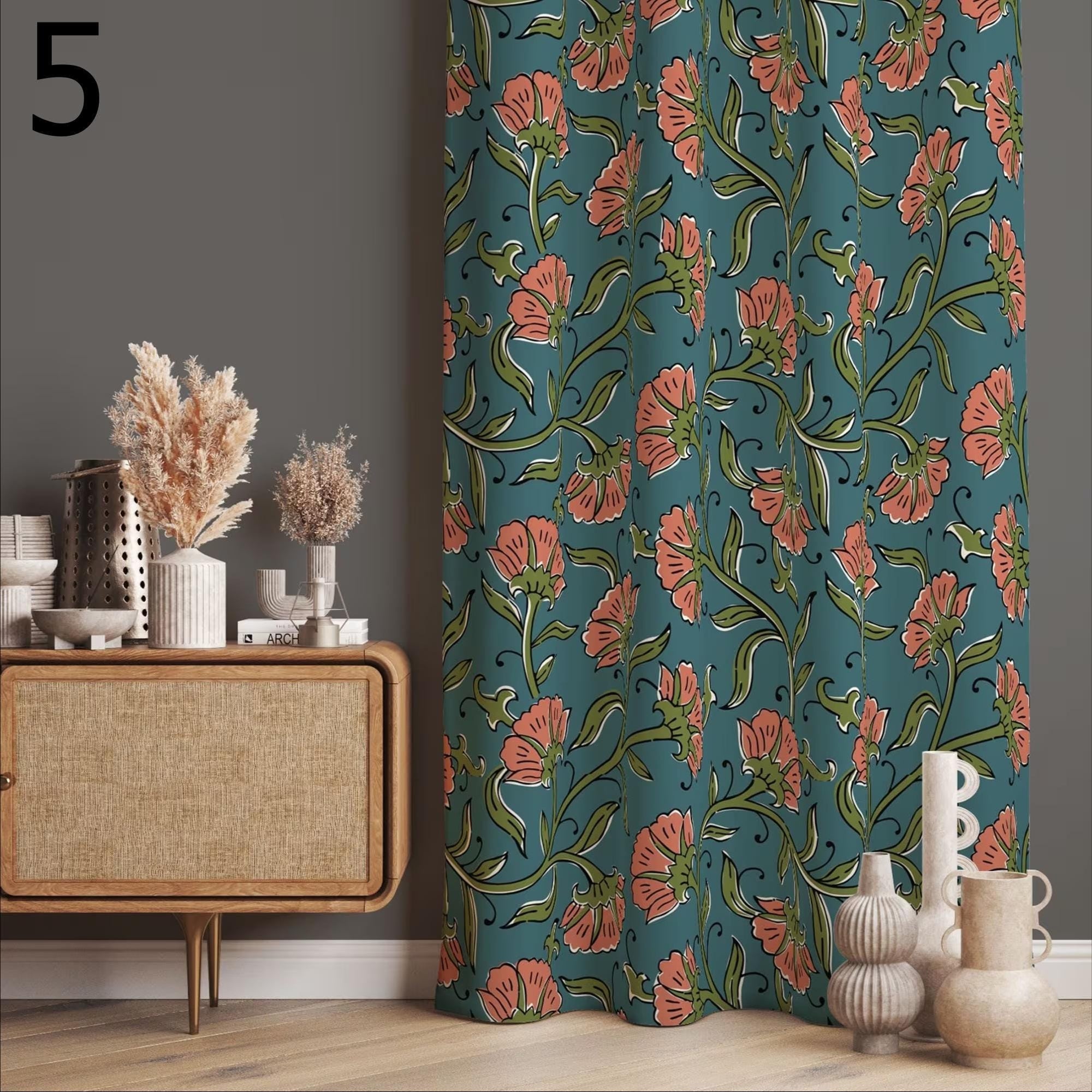 Vintage Floral Curtains, Farmhouse Flowers Curtain Panels, Country Floral Printed Curtain, 70s Floral Curtains, 80s Floral Drapes Panel