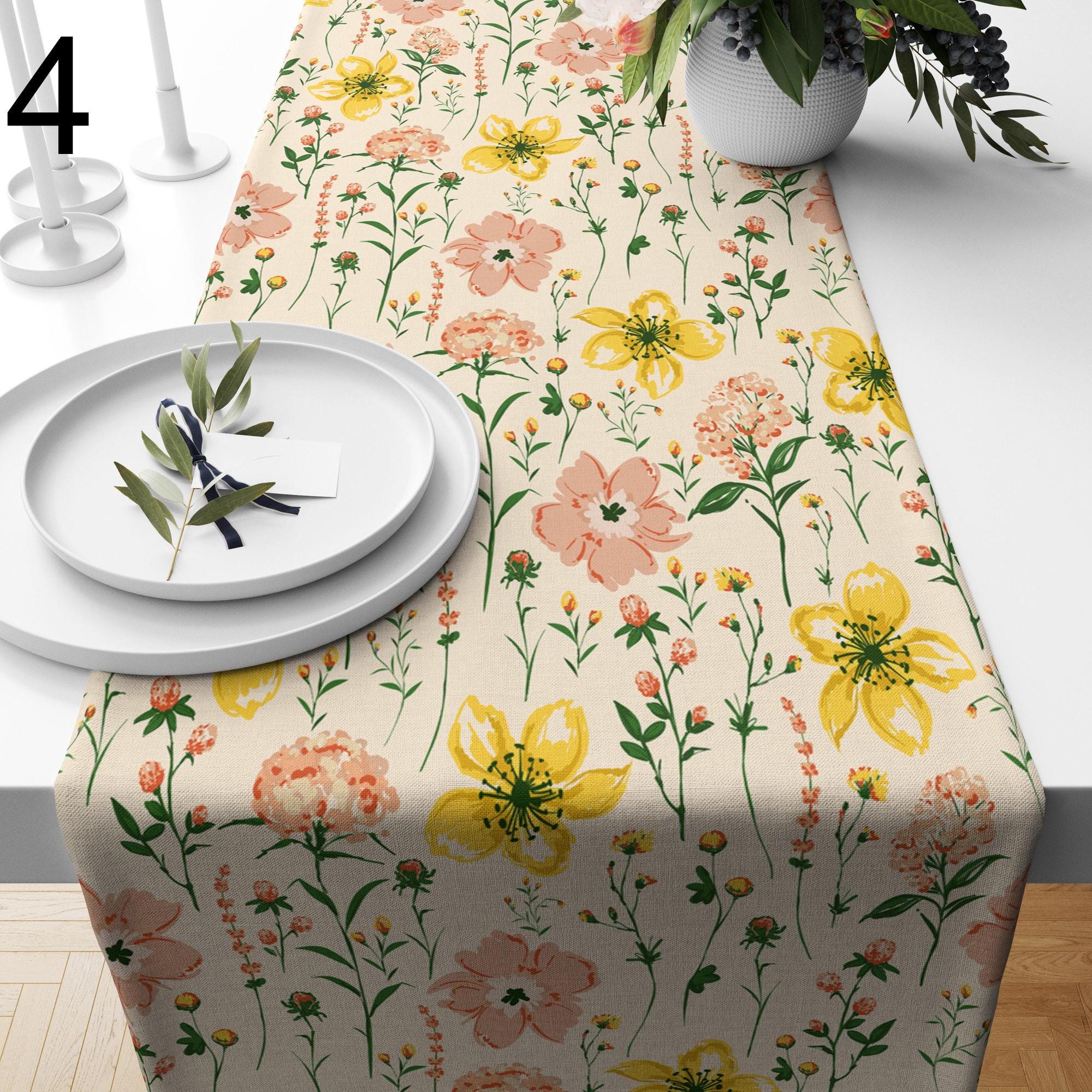 Floral Table Runners, Colorful Flowers Table Runners, Spring Flowers Table Runner, Floral Printed Table Runner, Floral Table Decor Runner