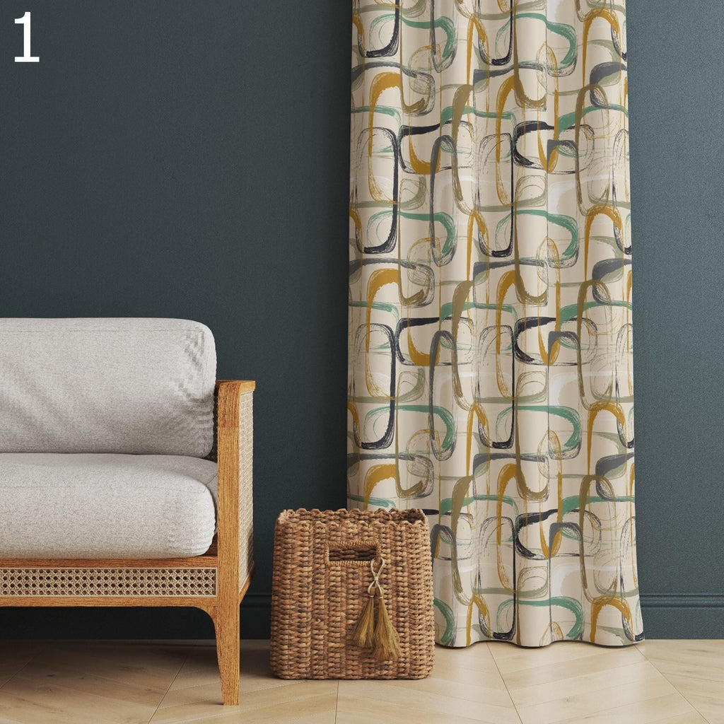 Retro Curtains, Mid Century Modern Curtain Panels, 70s Retro Window Curtain, Mcm Retro Style Living Room Curtain, 80s Curtain Panels