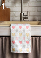 Love Kitchen Towels, Valentine's Day Tea Towels, Hearts Dish Towel, Romantic Hand Towel, Valentine's Days Pink Kitchen Towel