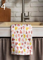 Love Kitchen Towels, Valentine's Day Tea Towels, Hearts Dish Towel, Romantic Hand Towel, Valentine's Days Pink Kitchen Towel