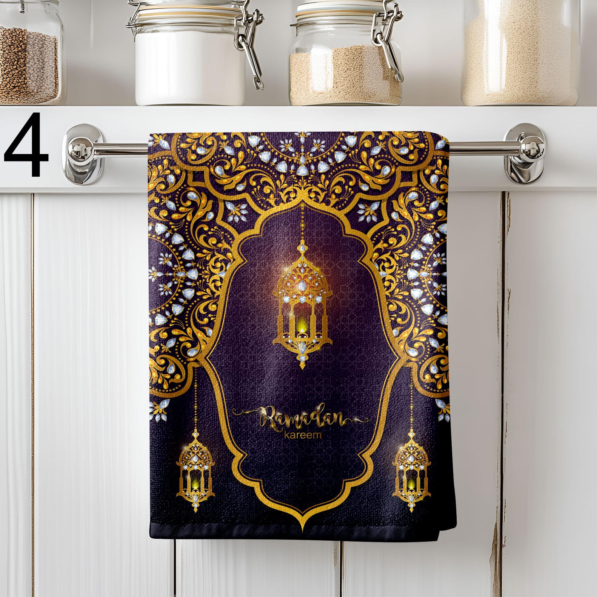 Islamic Geometric Dish Towels, Ramadan Tea Towels, Ramadan Hand Towel, Ramadan Kareem Kitchen Towels, Muslim Kitchen Gifts