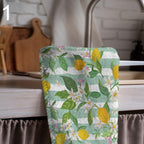 Lemon Tea Towels, Lemon Floral Printed Tea Towel, Yellow Lemon Kitchen Towel Decor, Kitchen Lemon Hand Towel, Summer Lemon Kitchen Tea Towel