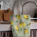 Lemon Tea Towels, Lemon Floral Printed Tea Towel, Yellow Lemon Kitchen Towel Decor, Kitchen Lemon Hand Towel, Summer Lemon Kitchen Tea Towel
