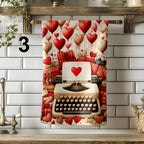 Valentine's Day Tea Towels, Love Themed Dish Towels, Red Hearts Kitchen Towel, Valentine's Day Gifts Tea Towel, Romantic Kitchen Decor