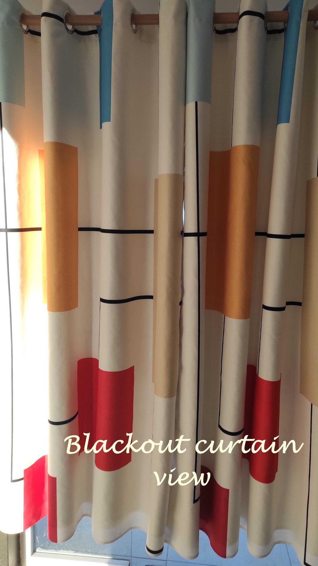 Retro Wavy Curtains, 70s Retro Wavy Window Curtain, Mid Century Modern Curtain Panels, Retro Wavy Abstract Style Living Room Curtains