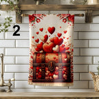 Red Hearts Kitchen Towel, Valentine's Day Tea Towels, Love Themed Dish Towels, Decorative Hearts Tea Towel, Romantic Kitchen Decor