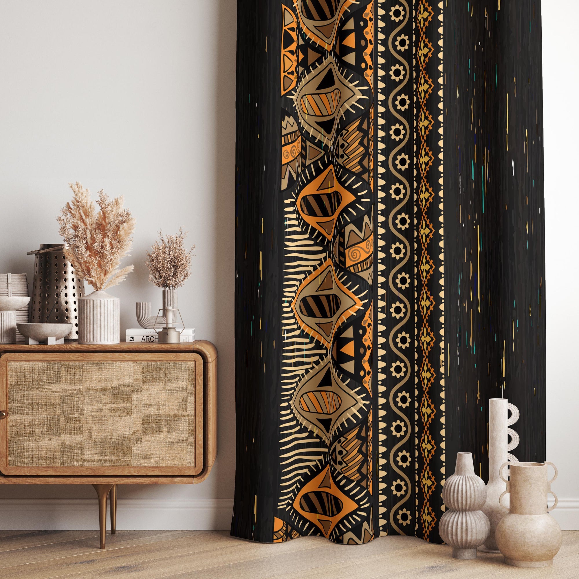 Ethnic Authentic Curtains, Tribal Curtains, African Mudcloth Blackout Curtain, Ethnic African Grommet Curtain, Ethnic Abstract Print Drapes