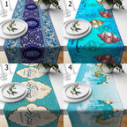 Ramadan Teal Table Runners, Eid Ramadan Table Runner, Islamic Table Runner, Ramadan Kareem Runners, Muslim Turquoise Table Decor