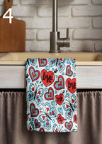 Red Hearts Dish Towel, Love Kitchen Towels, Valentine's Day Tea Towels, Romantic Hand Towel, Valentine's Days Kitchen Gifts, Gift For Lover