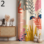 Tropical Leaves Print Curtain, Exotic Leaves and Flowers Curtain, Tropical Abstract Flowers Curtain Panels, Tropical Plants Printed Curtain