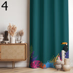 Tropical Leaves Print Curtain, Exotic Leaves and Flowers Curtain, Tropical Abstract Flowers Curtain Panels, Tropical Plants Printed Curtain