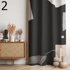 Minimalist Abstract Curtains, Modern Neutral Window Drapes, Contemporary Organic Art Curtains, Soft Beige and Black Panels