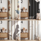 Minimalist Abstract Curtains, Modern Neutral Window Drapes, Contemporary Organic Art Curtains, Soft Beige and Black Panels