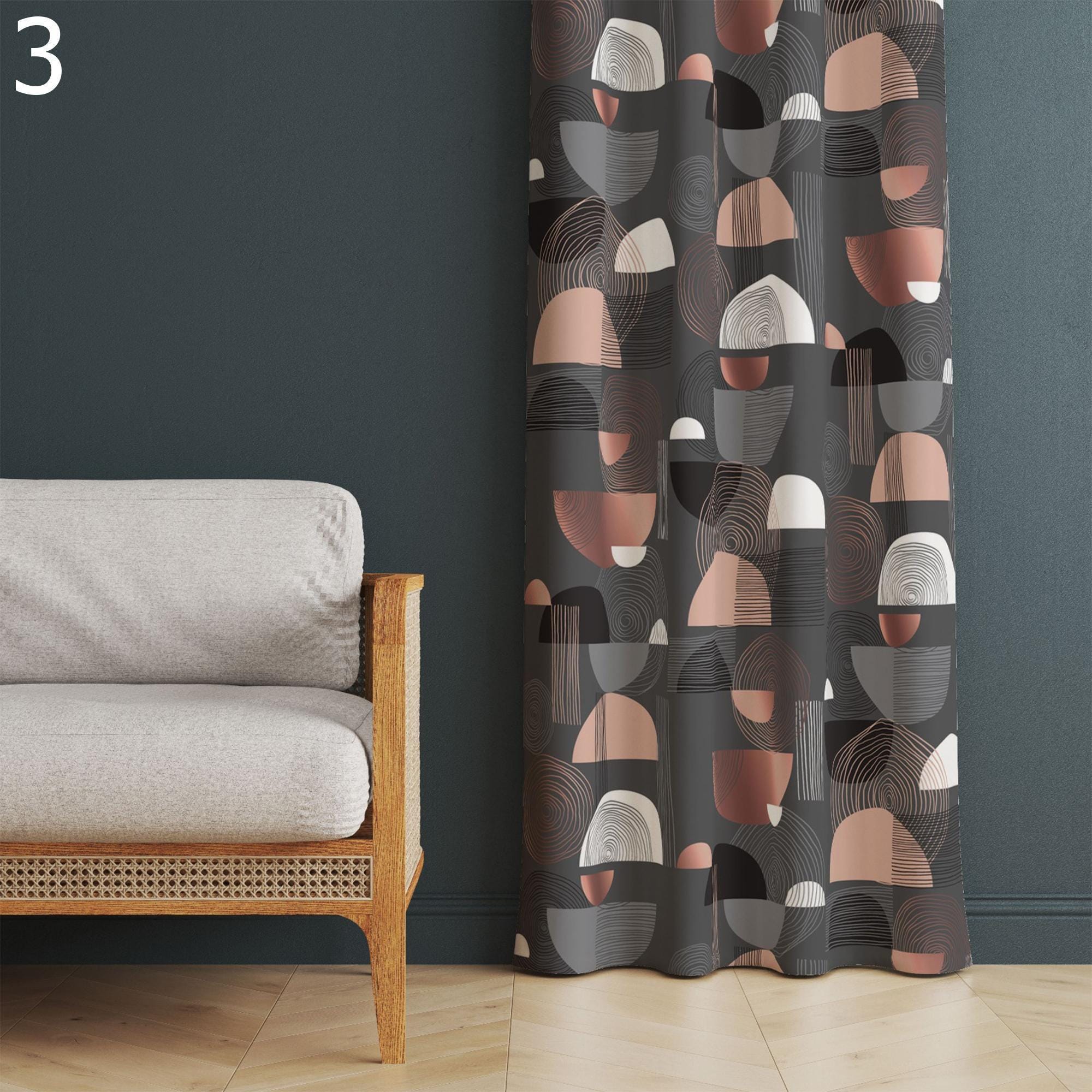 Mid-Century Modern Curtains, Retro Geometric Window Panels, Mod Curtain Panels, 70s 80s 90s Geometric Panels
