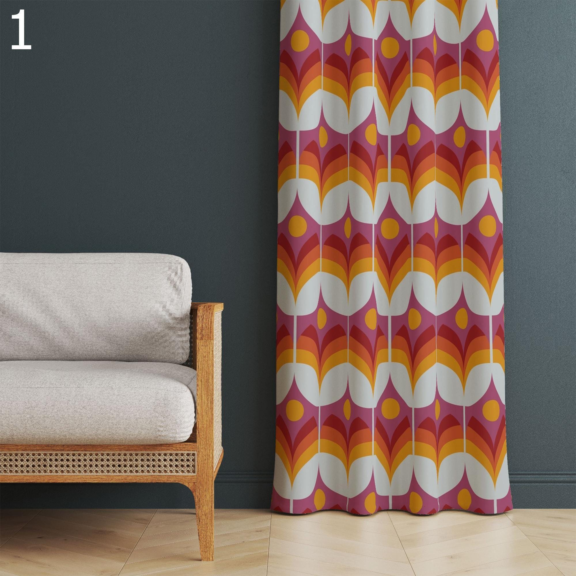 Mid-Century Modern Curtains, Retro Geometric Window Panels, Mod Curtain Panels, 70s 80s 90s Geometric Panels
