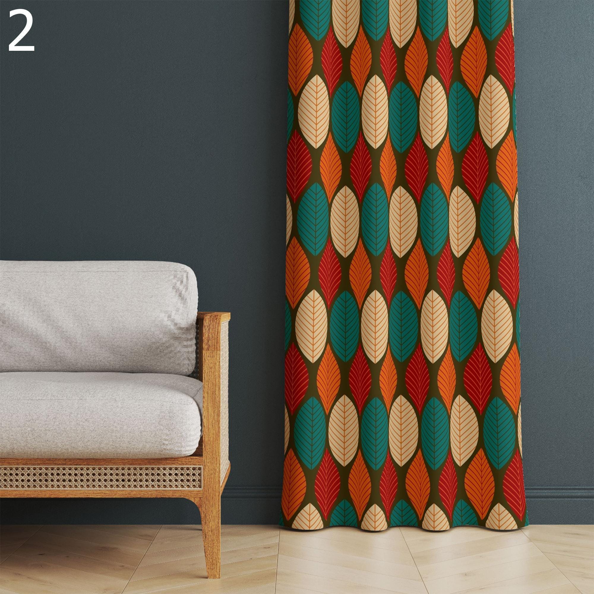 Mid-Century Modern Curtains, 70s Retro Curtain, 70s Colorful Boho Window Curtain, Retro Vintage Inspired Print Curtains, MCM Window Drapes