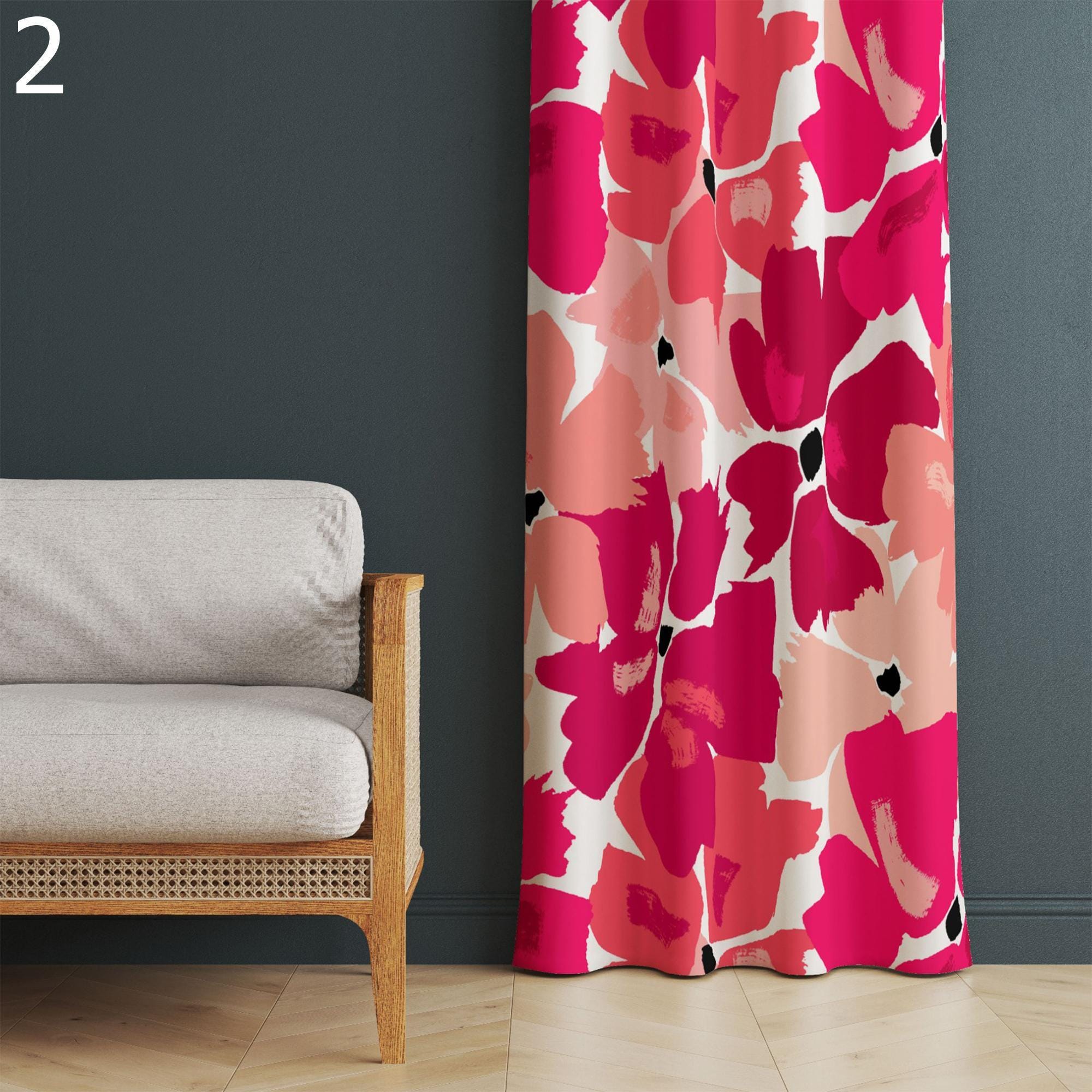 Boho Floral Curtain Panels, Modern Vintage Flowers Curtain, Retro Floral Printed Panel Curtains, Vintage Retro Floral Curtain Panels