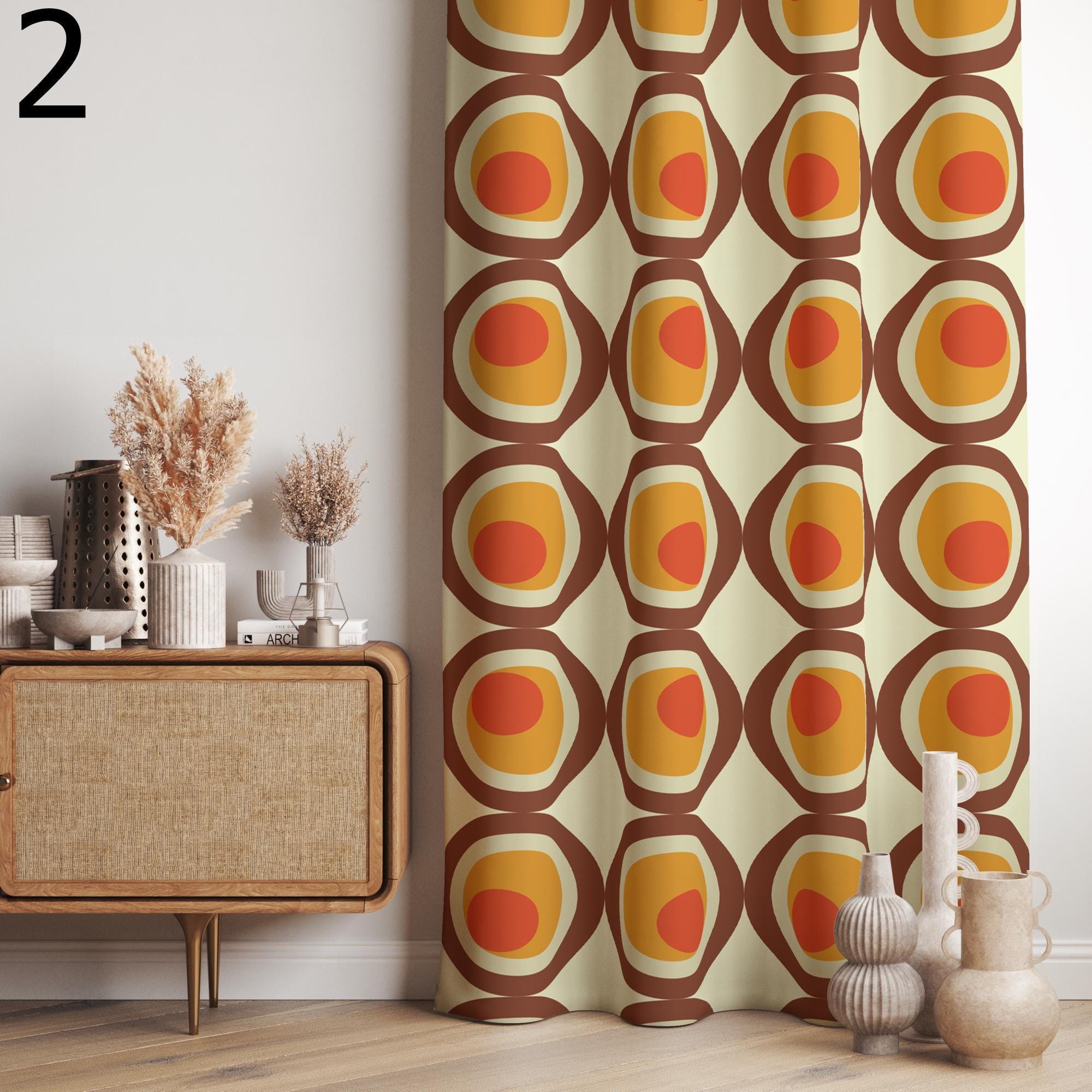 Mid Century Modern Retro Curtain Panel, 50s 60s Geometric Curtains, Abstract Curtain Panel, 70s Print Curtain Panel, Mcm Retro Curtains
