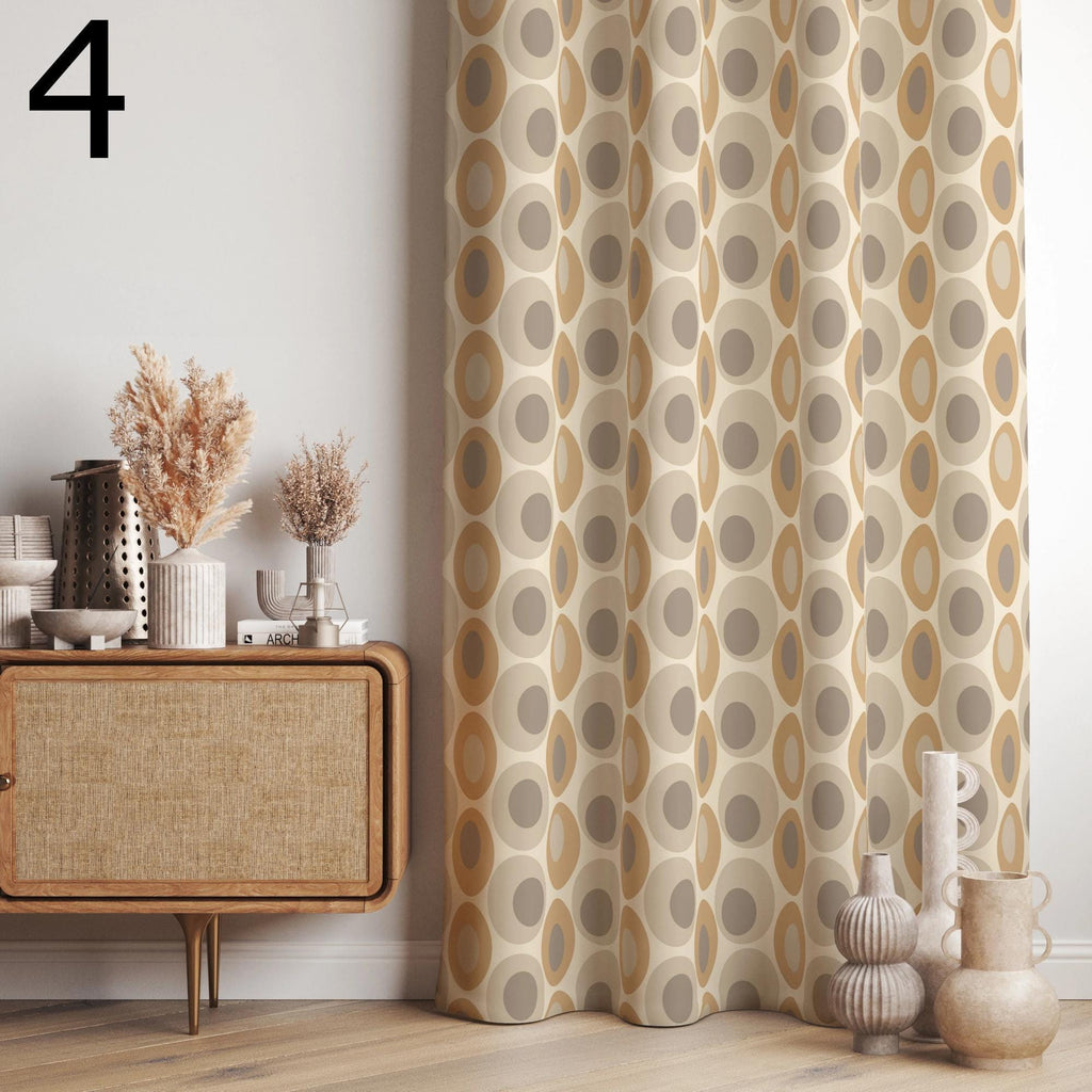 Retro Curtains, Mcm Curtain, Abstract Retro Style Living Room Curtain, Mid Century Modern Curtain Panels, Modern Curtains