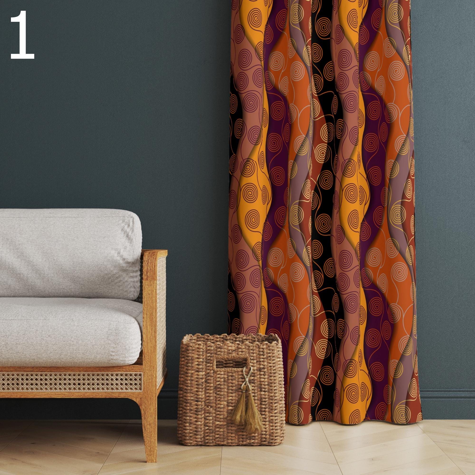 Ethnic Terracotta Window Curtains, African Print Curtain Panels, African Tribal Drapes, Colorful African Curtains, Ethnic African Curtain