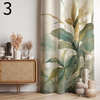 Tropical Abstract Curtains, Botanical Leaves Curtain Panels, Modern Vintage Tropical Curtains, Exotic Leaves Digital Printed Curtain Panels