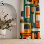 Mid Century Modern Curtain Panels, 70s Retro Boho Curtains, Retro WindowDrapes, Abstract Retro Style Living Room Curtain, 80s Boho Curtains