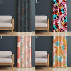 Modern Abstract Curtains, Face Line Abstract Drawing Curtain, Colorful Modern Face Line Art Grommet Curtain, Contemporary Face Line Drapes