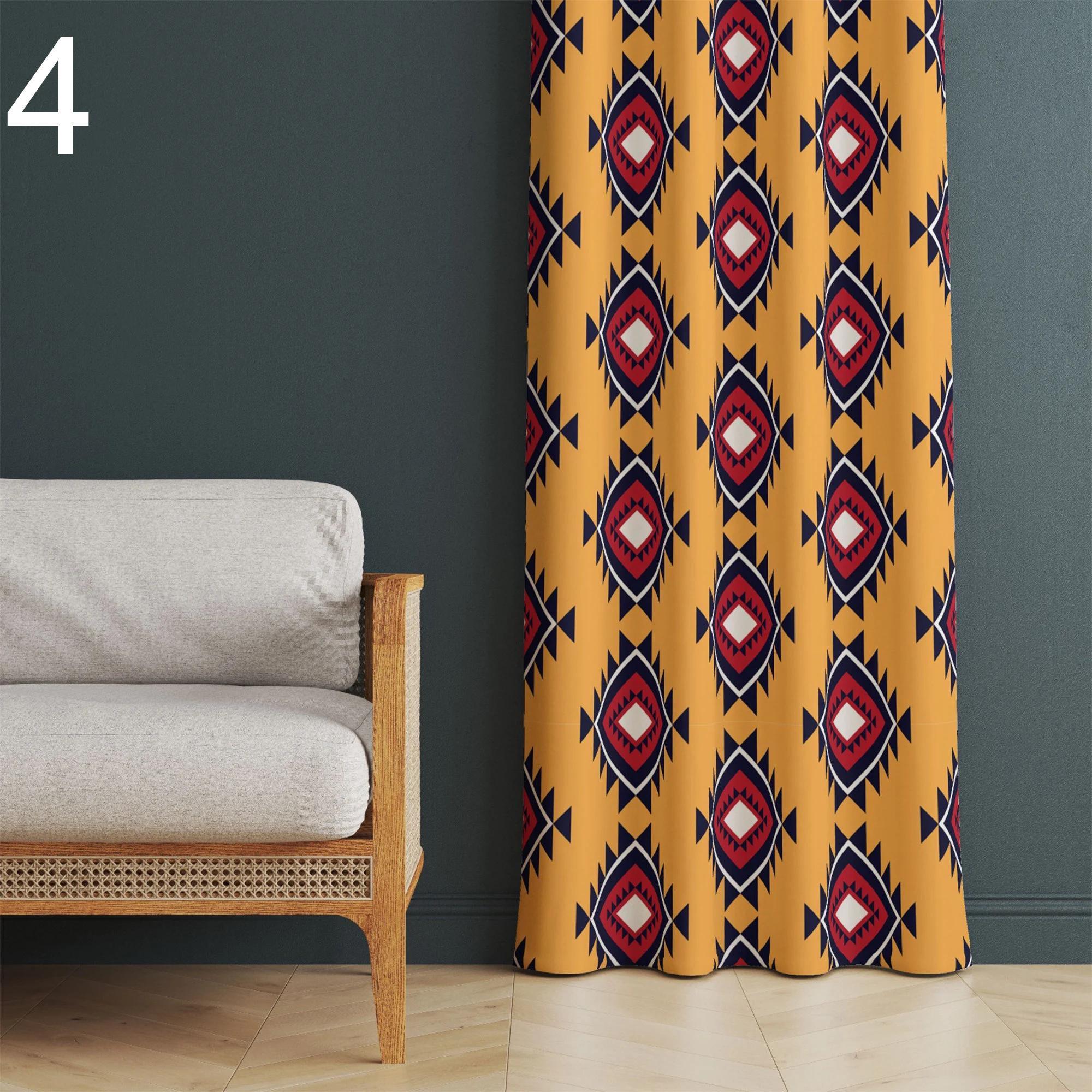 Southwestern Curtains, Ethnic Curtain Print Panels, Southwestern Drapes Panel, Western Blackout Curtains, Southwestern Grommet Curtain