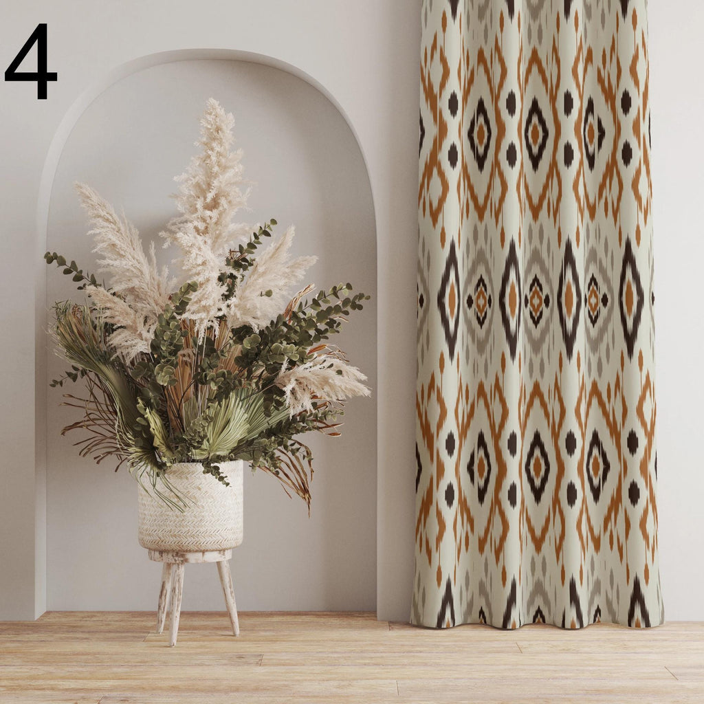 Ethnic Pattern Panel Curtains, Panel Rug Design Curtain, Boho Ethnic Curtain, Authentic Bedroom Curtain, Geometric Printed Curtain