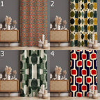 Retro Curtains, Mid Century Style Curtain, 70s Retro Window Curtains, Geometric Abstract Curtains, Mid Century Abstract Printed Curtain