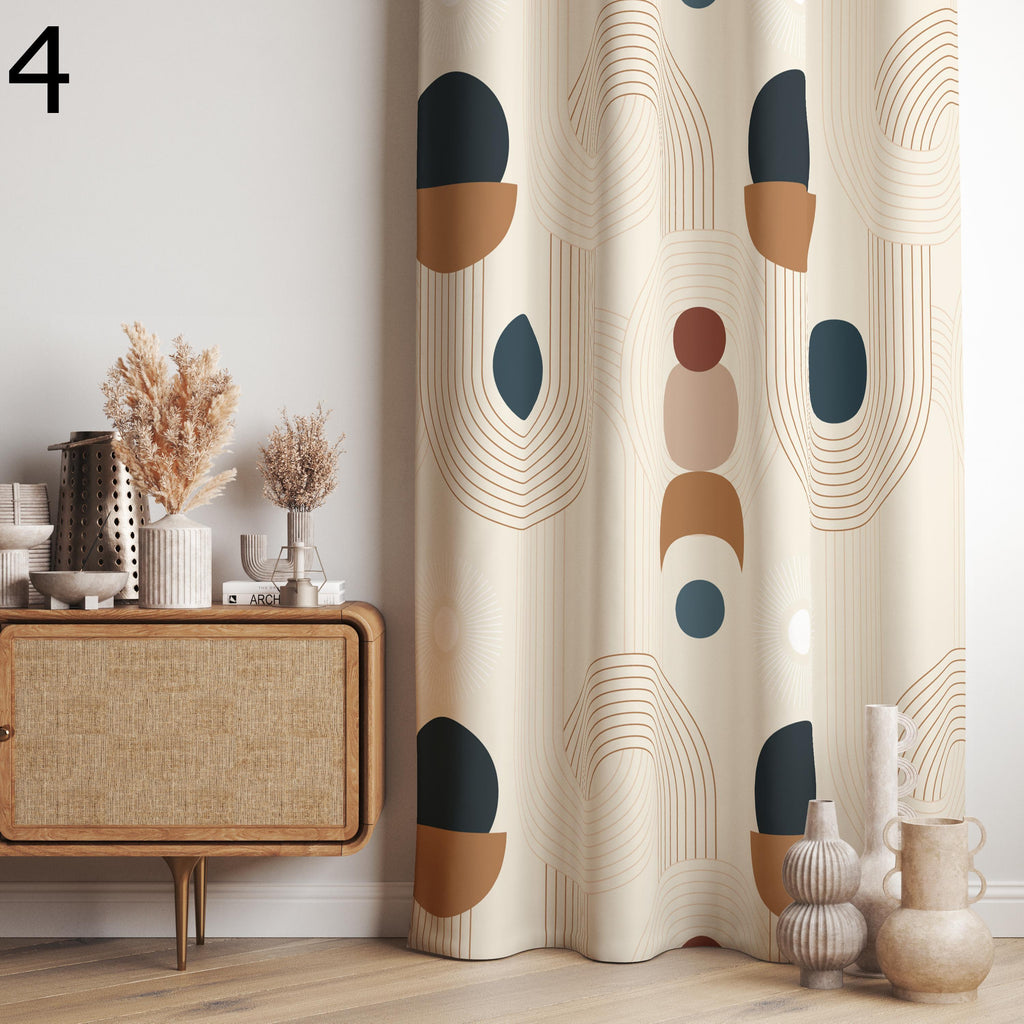 Retro Curtains, Mid Century Modern Curtain Panels, Retro Drapes, Retro 60s 70s Mid Century Modern Geometric Curtains, Retro Home Decor