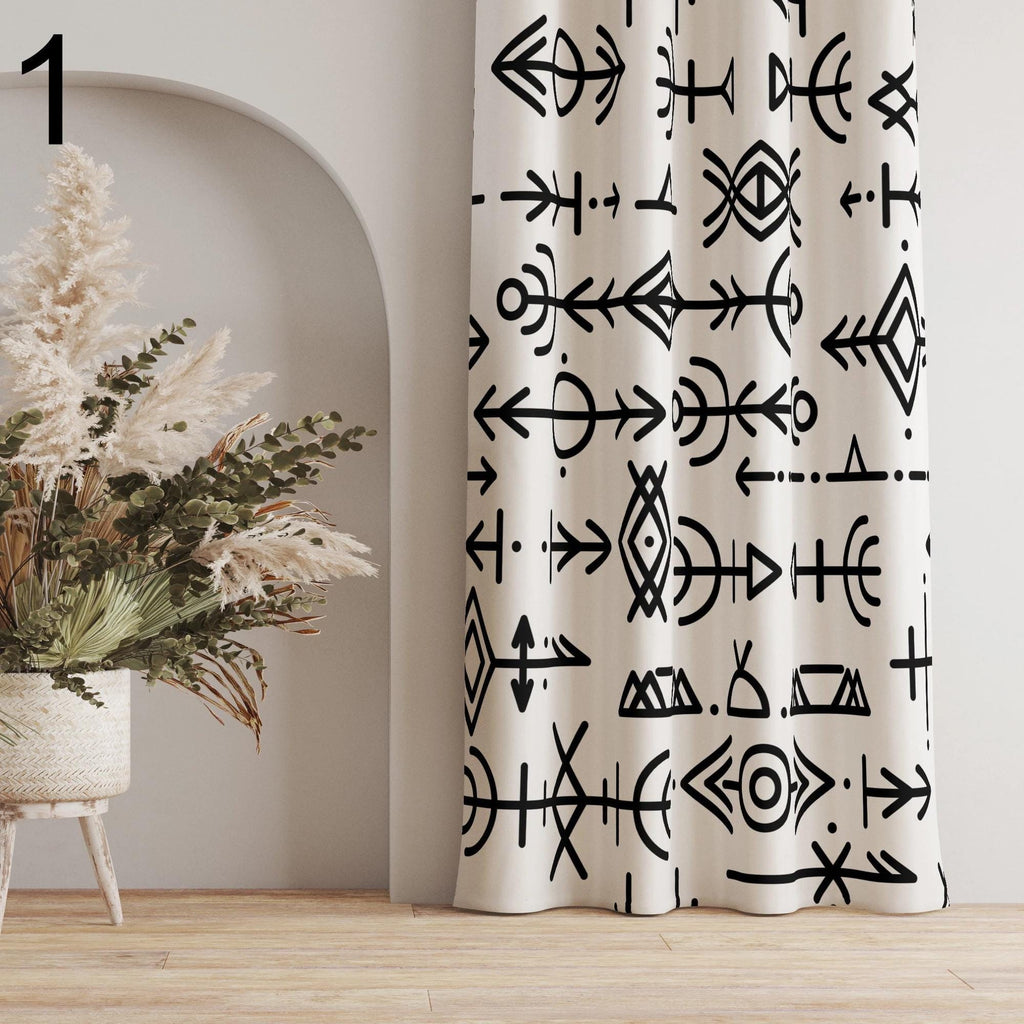 Ethnic Pattern Panel Curtains, Panel Rug Design Curtain, Boho Ethnic Curtain, Authentic Bedroom Curtain, Geometric Printed Curtain