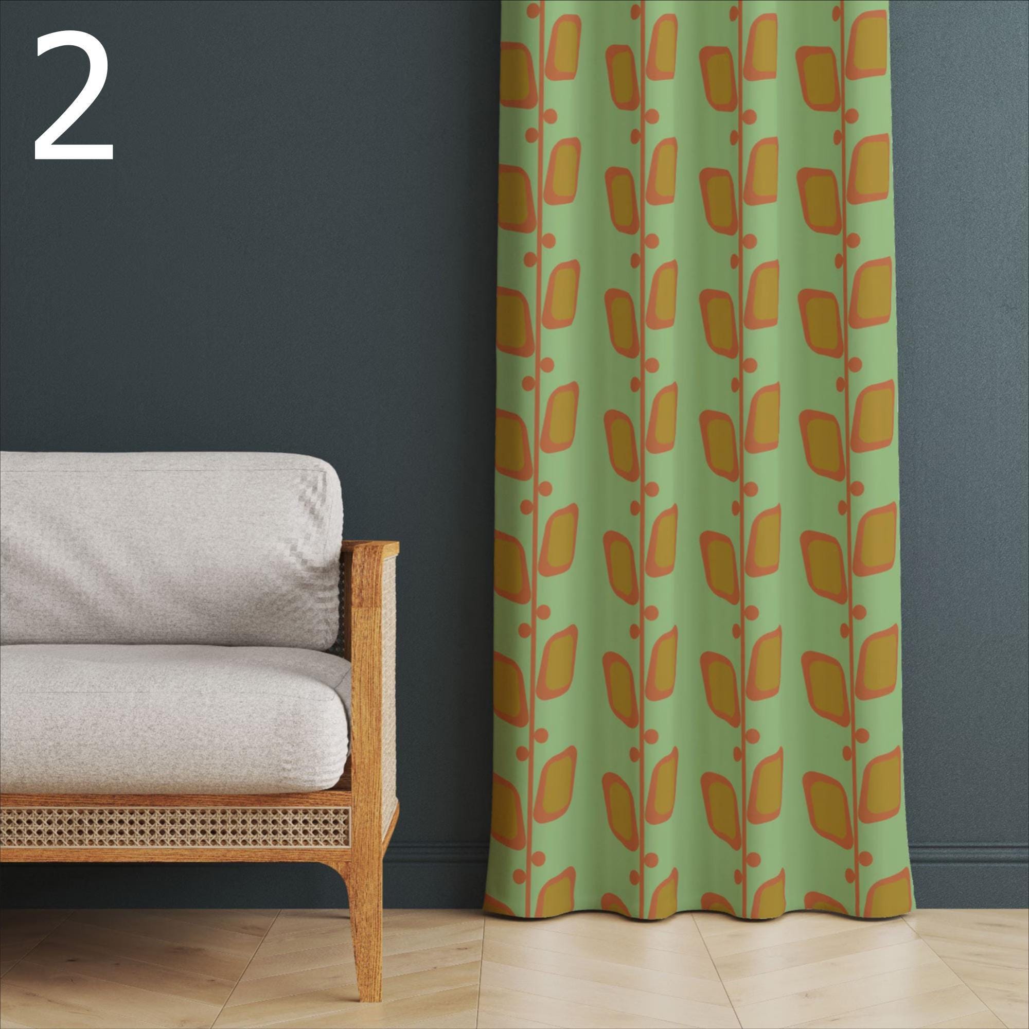 70s Retro Boho Curtains, Mid-Century Modern Style Curtain, Retro Window Curtain, Retro Vintage Curtains, 60s Printed Curtain, Retro Drapes