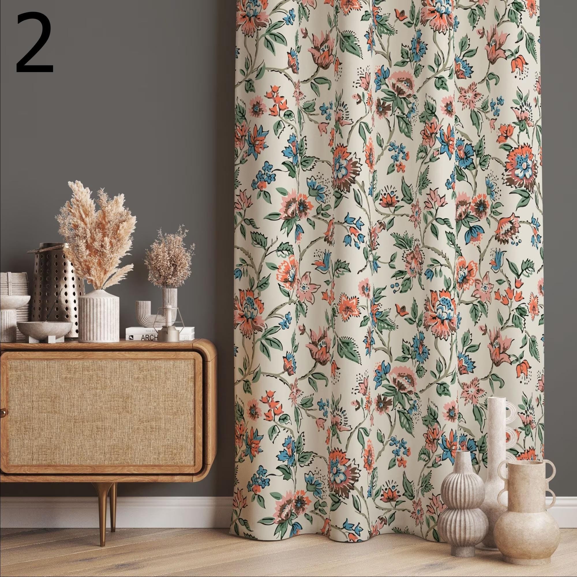 Vintage Floral Curtains, Farmhouse Flowers Curtain Panels, Country Floral Printed Curtain, 70s Floral Curtains, 80s Floral Drapes Panel