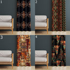 Southwestern Tribal Curtains, Aztec Boho Window Panels, Ethnic Geometric Prints Drapes, Boho Drape Panels