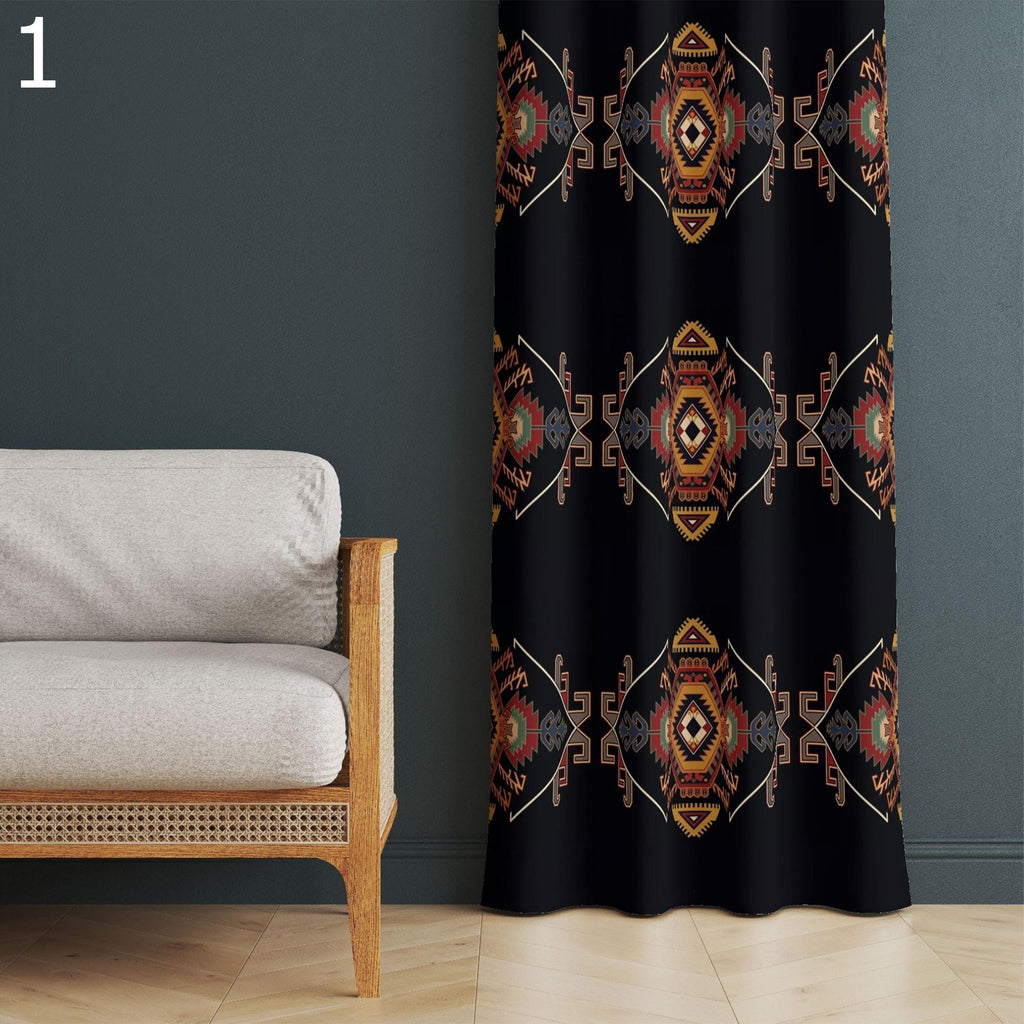 Southwestern Tribal Curtains, Aztec Boho Window Panels, Ethnic Geometric Prints Drapes, Boho Drape Panels