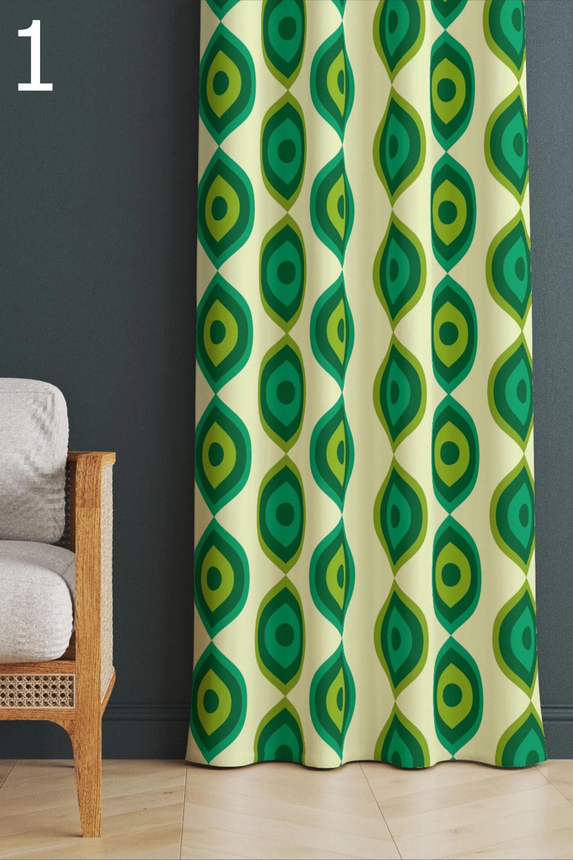 70s Retro Boho Curtains, Mid-Century Modern Style Curtain, Retro Window Curtain, Retro Vintage Curtains, 60s Printed Curtain, Retro Drapes