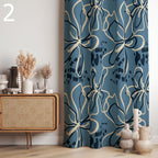 Modern Abstract Curtains, Geometric Line Art Drapes, Boho Graphic Window Panels, Blue Neutral Art Deco Curtains