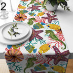 Nautical Table Runner, Coastal Table Runner, Starfish Print Table Decor, Marine Table Runner, Housewarming Gifts, Sea Life Table Decorations