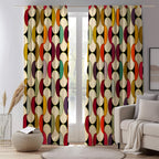 Retro Curtains, Mid Century Window Curtains, 70s Retro Blackout Curtain Panel, Retro Grommet Curtain, Minimalist Modern Print Drapes