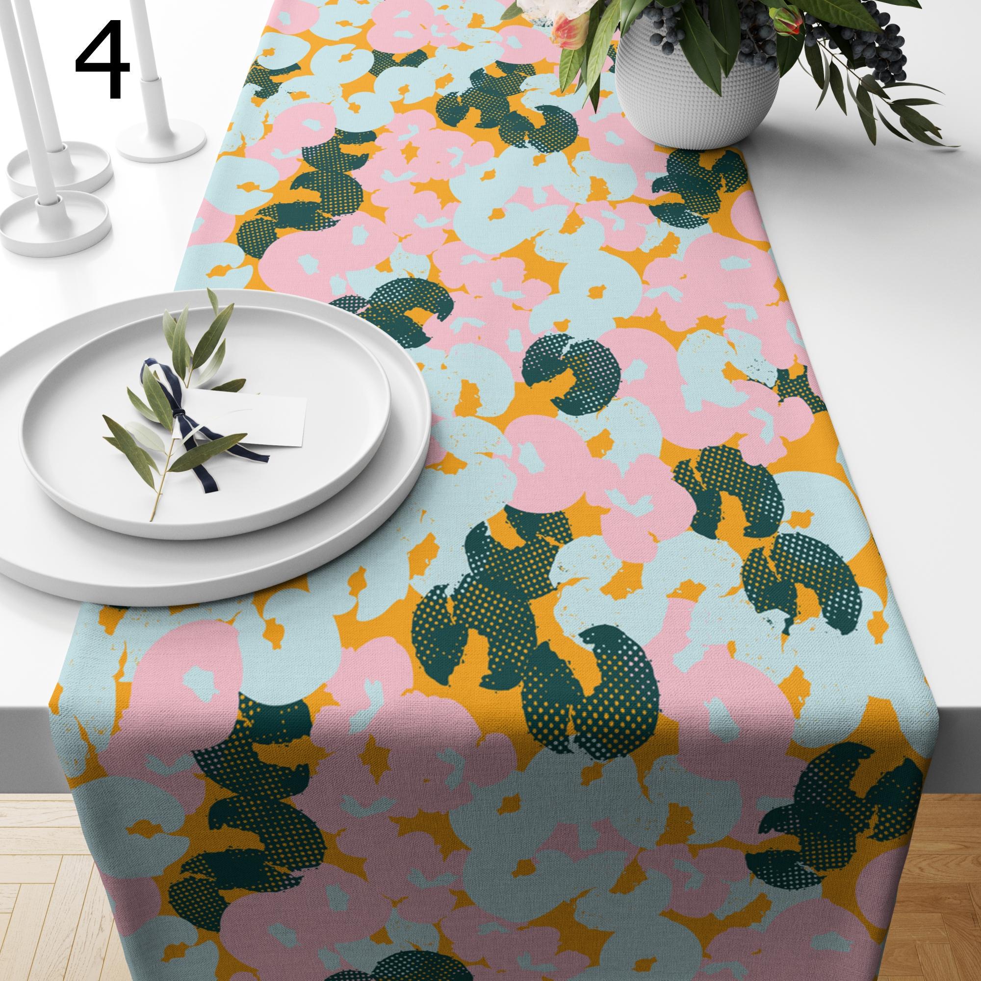 Modern Abstract Table Runner, Colorful Brushstroke Dining Table Decor, Geometric Art Table Runner, Contemporary Boho Table Runners