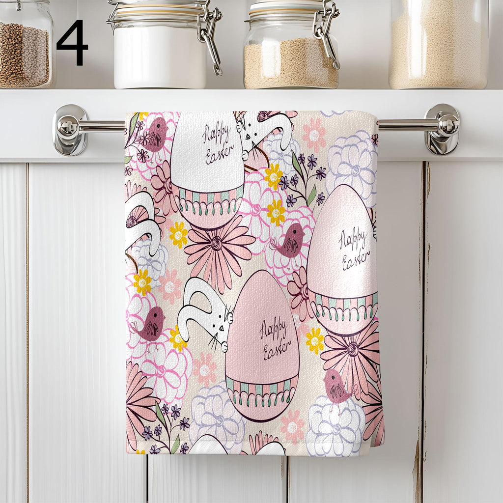 Happy EasterTea Towels, Colorful Easter Dish Towel, Cute Easter Hand Towel, Easter Kitchen Towels, Bunny Egg Tea Towels