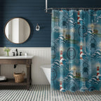 Nautical Shower Curtains, Coastal Printed Shower Curtain, Marine Bath Waterproof Drapes, Sailor Bathroom Shower Curtains