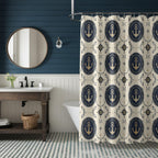 Nautical Shower Curtains, Coastal Printed Shower Curtain, Marine Bath Waterproof Drapes, Sailor Bathroom Shower Curtains