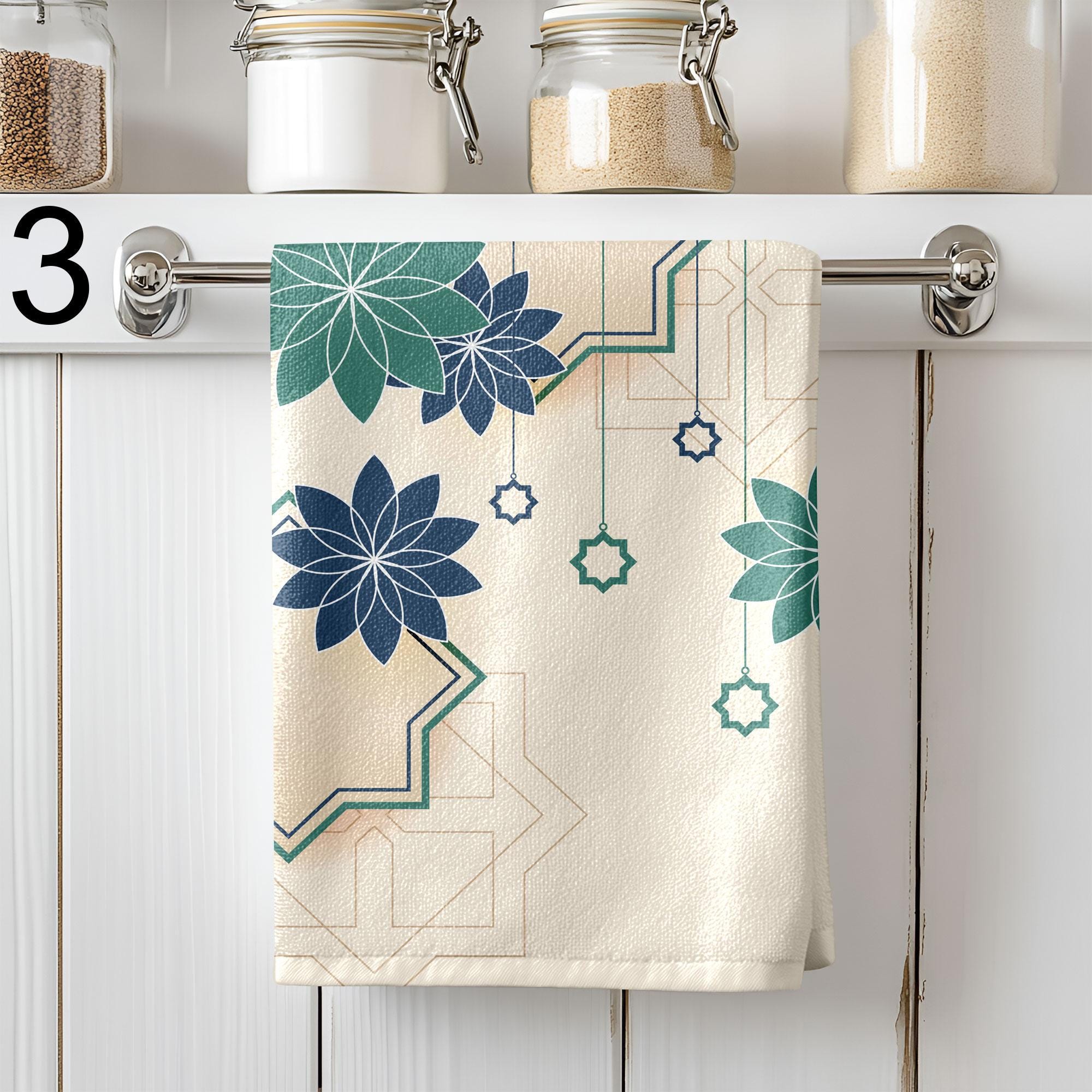 Islamic Geometric Dish Towels, Ramadan Tea Towels, Ramadan Hand Towel, Ramadan Kareem Kitchen Towels, Muslim Kitchen Gifts