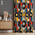 Bold Abstract & Tribal Curtains, Modern Geometric Panel Drapes, Artistic Retro Window Curtains, Colorful Statement Curtain Panel