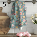 Easter Floral Tea Towels, Easter Bunny Dish Towel, Decorative Easter Hand Towel, Spring Kitchen Towels, Easter Spring Kitchen Decor